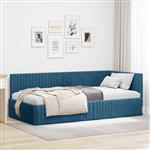 vidaXL Hoekbedframe met hoofdeinde Blauw 100 cm x 200 cm Fluweel