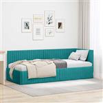 vidaXL Hoekbedframe met hoofdeinde Turquoise 80 cm x 200 cm Fluweel