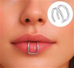 Neppe dubbele lip piercing Zilver