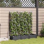 vidaXL Tuindruppel met Trellis 3 pcs Zwart 120 x 40 x 125,5 cm PP