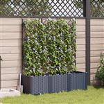 vidaXL Tuindruppel met Trellis 3 pcs Grijs 120 x 40 x 143 cm PP
