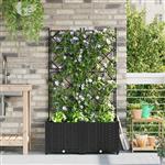 vidaXL Tuindruppel met Trellis 2 pcs Zwart 80 x 40 x 143 cm PP