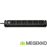 Brennenstuhl 1150650316 stekkerdoos 6AC-uitgangen 3m Zwart power uitbreiding