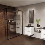 Inloopdouche met Zijwand Riho Grid 140x200 cm 6 mm Helderglas Zwarte Profielen