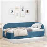 vidaXL Hoekbedframe Blauw 80 cm x 200 cm Polyester en multiplex
