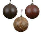 Luxe Kerstballen 8 cm bruin mat houtlook onbreekbaar set 3 stuks