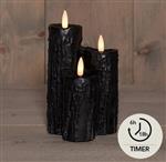 LEDkaars Druipkaars Zwart Wax 3D Flame Anna's Collection met timer 16,5x11 cm per stuk