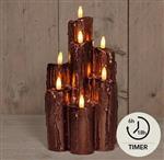 LEDkaarsenset Brons Wax Dripped Druipkaarsen Anna's Collection met timer 15,5x25,5 cm 7 stuks