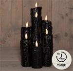 LEDkaarsenset Zwart Wax Dripped Druipkaarsen Anna's Collection met timer 15,5x25,5 cm 7 stuks