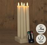 LEDkaarsenset Wax 3D Oplaadbaar Ivoor met afstandsbediening 23 cm 4 stuks