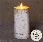 LEDkaars Berkenschors Wit 3D Flame Moving Flame Anna's Collection met timer 7,5x15 cm per stuk