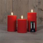 LEDkaars 3D Flame Wax Candle Ribbel Rood Anna's Collection met afstandsbediening 7,5x10/12,5/15 cm 3