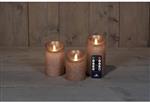 LEDkaars 3D Flame Wax Candle Rustiek Brons Anna's Collection met afstandsbediening 7,5x10/12,5/15 cm