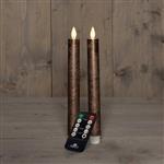 LEDkaars 3D Flame Candle Rustiek Brons Anna's Collection met afstandsbediening D 2,5 H 23 cm 2 stuks