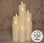 LEDkaarsenset Ivory Wax Dripped Druipkaarsen Anna's Collection met timer 15,5x25,5 cm 7 stuks