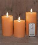LEDkaars 3D Flame Wax Candle Rustiek Peach Anna's Collection met afstandsbediening 7,5x10/12,5/15 cm