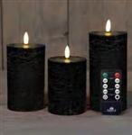 LEDkaarsenset 3D Flame Wax Candle Rustiek Zwart Anna's Collection met afstandsbediening 7,5x10/12,5/