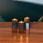 LEDkaarsenset Berkenschors Donker 3D Flame Moving Flame Anna's Collection met afstandsbediening 7,5x