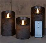 LEDkaars 3D Flame Wax Candle Rustiek Zwart Anna's Collection met afstandsbediening 7,5x10/12,5/15 cm