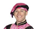 Pietbaret velour met struisveer roze