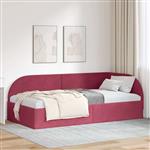 vidaXL Hoekbedframe met hoofdeinde Wijnrood 100 x 200 cm Fluweel