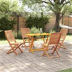 vidaXL Tuin Eetset met kussen 5 pcs Bruin Massief acaciahout