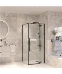 Douchecabine Sanivo Vigo Met Vast Paneel Helder Glas Met Montagesets Mat Zwart