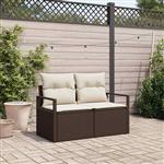 vidaXL Tuinbank met kussen met opslag 120 x 62 x 69 cm poly rattan