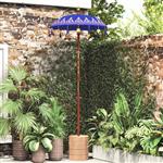 vidaXL Balinese Parasol Blauw (90-100) x 260 cm Katoen en massief hout