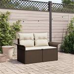 vidaXL Tuinbank met kussen Bruin 141 x 62 x 69cm poly rattan