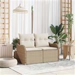 vidaXL Tuinbank met kussen Beige 121 x 62 x 69cm poly rattan