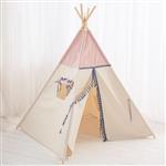 Tipi tent - Pink met boho franjes - met of zonder velvet speelmat Tipi tent
