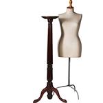 Zeer hoge elegante piedestal met verdiept blad in donker notenhout (No.332430)