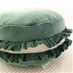 Velvet poef/kussen - Macaron - Groen– zacht zitkussen in de vorm van een koekje Groen 50x30cm