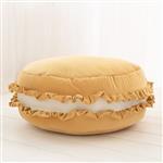 Velvet poef/kussen - Honing  Macaron– zacht zitkussen in de vorm van een koekje Honing 50x30cm