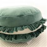 Velvet poef/kussen - Macaron - Groen– zacht zitkussen in de vorm van een koekje Groen 50x30cm
