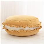 Velvet poef/kussen - Honing  Macaron– zacht zitkussen in de vorm van een koekje Honing 50x30cm