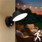 Solar Wandlamp Buitenlamp met Bewegingssensor - 350lm - 4000K - Zwart - IP54 - Sensor