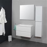 Badkamermeubel Boss & Wessing Pepper Acryl Wastafel Incl Spiegel Zonder Kraangat 80x55x46 cm Wit