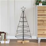 vidaXL Kerst Cone Boom met standaard Zwart 90 cm Staal