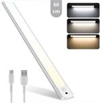 LED kastverlichting 60cm met zwaai- en bewegingssensor - oplaadbaar USB-C - draadloos - wit