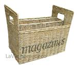 Rieten lectuurmand met 3 vakken
