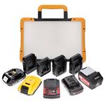Hybride LED Bouwlamp - 5500 Lumen - 18V Accu + 230V - Dimbaar - IP54 IK08 - Inclusief Adapters - 47W