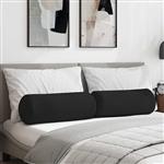 vidaXL Bolster Kussens 2 stuks Zwart Ø 25 x 70 cm Microvezel Stof