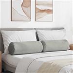 vidaXL Bolster Kussens 2 stuks Lichtgrijs Ø 25 x 70 cm Microvezel Stof