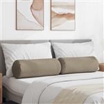 vidaXL Bolster Kussens 2 stuks Taupe Ø 25 x 70 cm Microvezel Stof