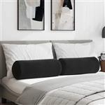 vidaXL Bolster Kussens 2 stuks Zwart Ø 25 x 70 cm Cordstof