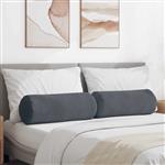 vidaXL Bolster Kussens 2 stuks Donkergrijs Ø 25 x 70 cm Cordstof