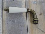 1 deurkruk messing met antiek wit keramische handvat, met doorn.