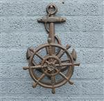 Waterslanghouder gietijzer met anker, bruin